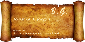Bohunka Györgyi névjegykártya